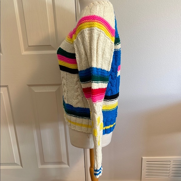 MOTHER Itsy Bitsy Intarsia Raglan Colorful Patchwork Crew Neck Sweater - Picture 4 of 11